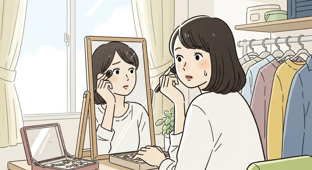 メイク中の女性