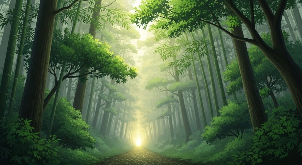 自然の中の一本道