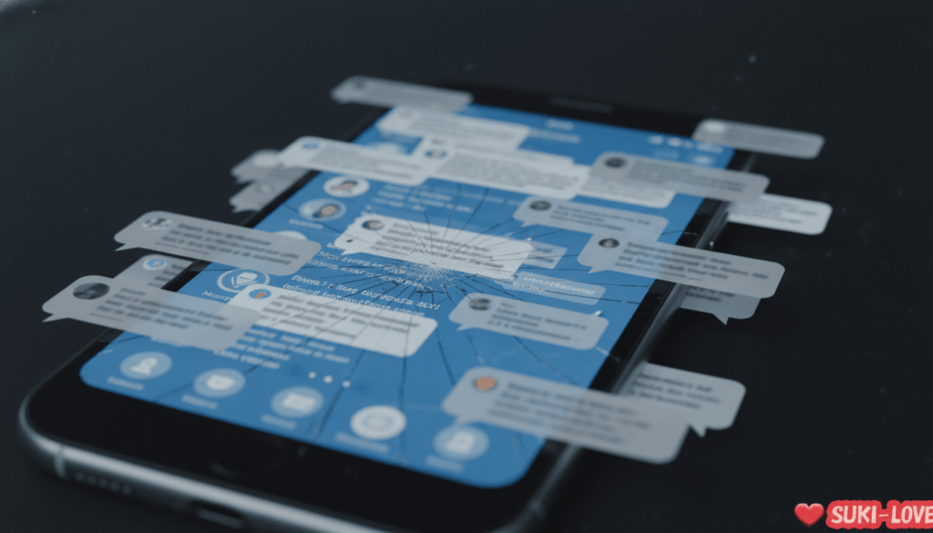 
スマートフォンの画面に表示された大量の通知