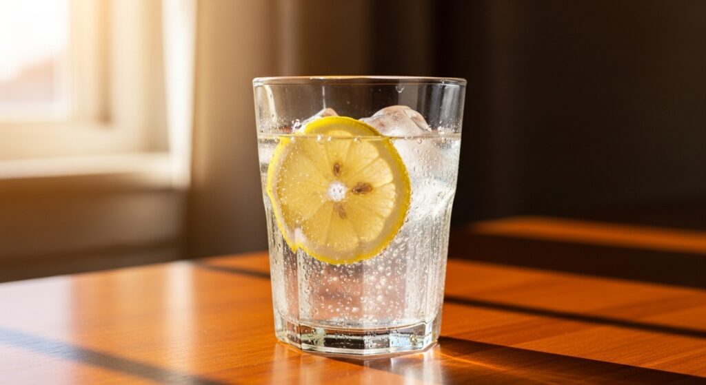 グラスに入った水とレモン