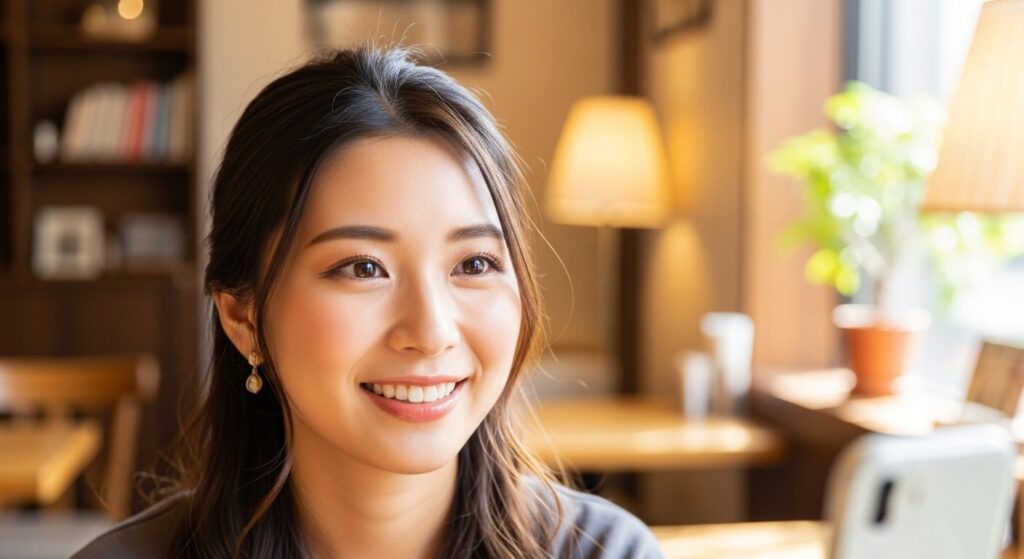 自然に笑っている女性