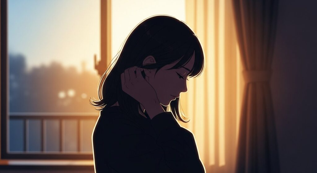 女性のシルエットの横顔