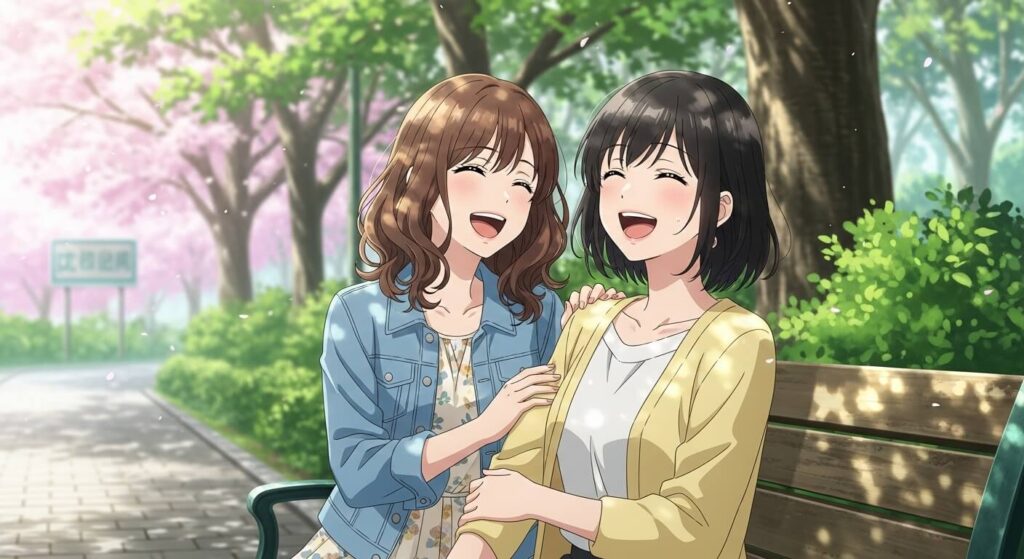 友達と公園で談笑