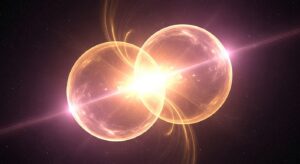 二つの球体が重なる