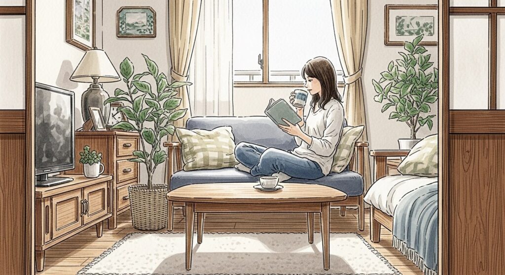 一人でリラックスしている