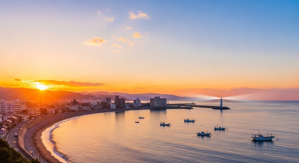 朝日がきれいな海岸