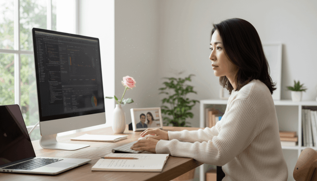 パソコンをしている女性