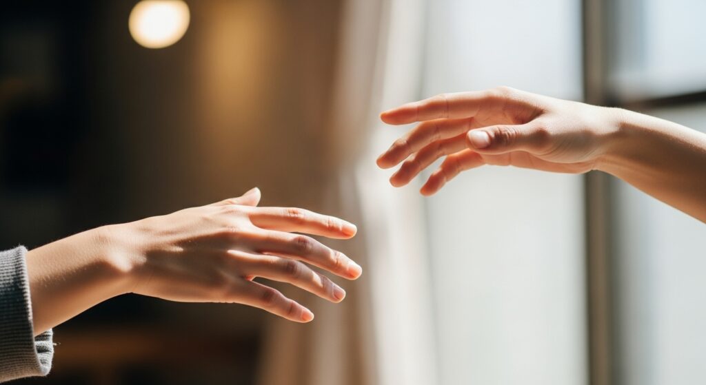 手を差し伸べる2つの手