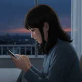 スマホを見ながら悩んでいる女性