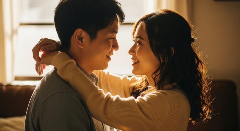 キスをする寸前の2人