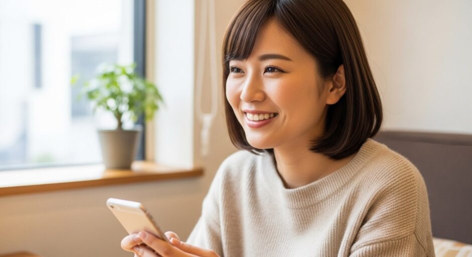 LINEをしている女性