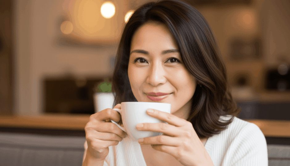 珈琲を飲む筆者ゆうな