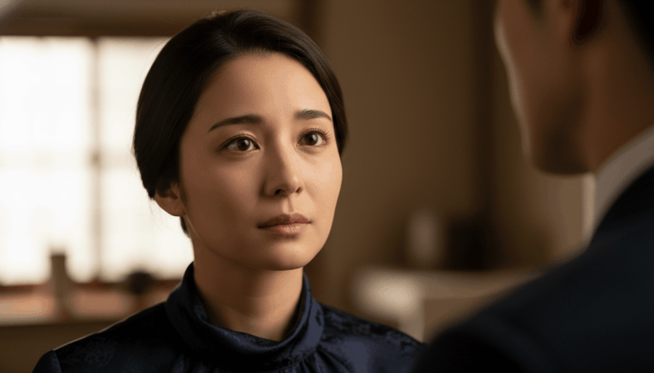 上目遣いしている女性