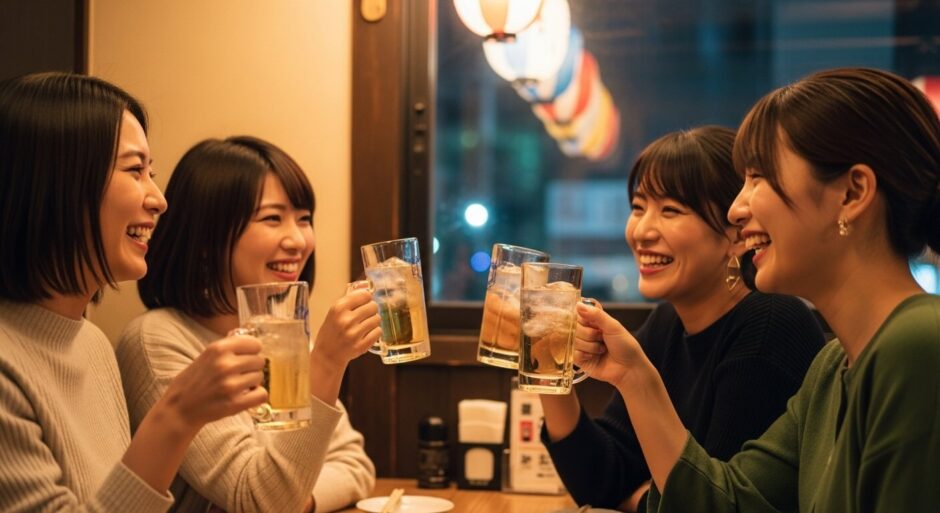 女性４名が楽しく飲み会