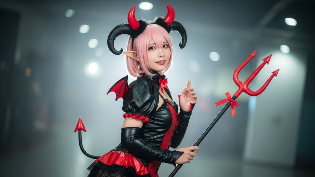 小悪魔コスプレの女性