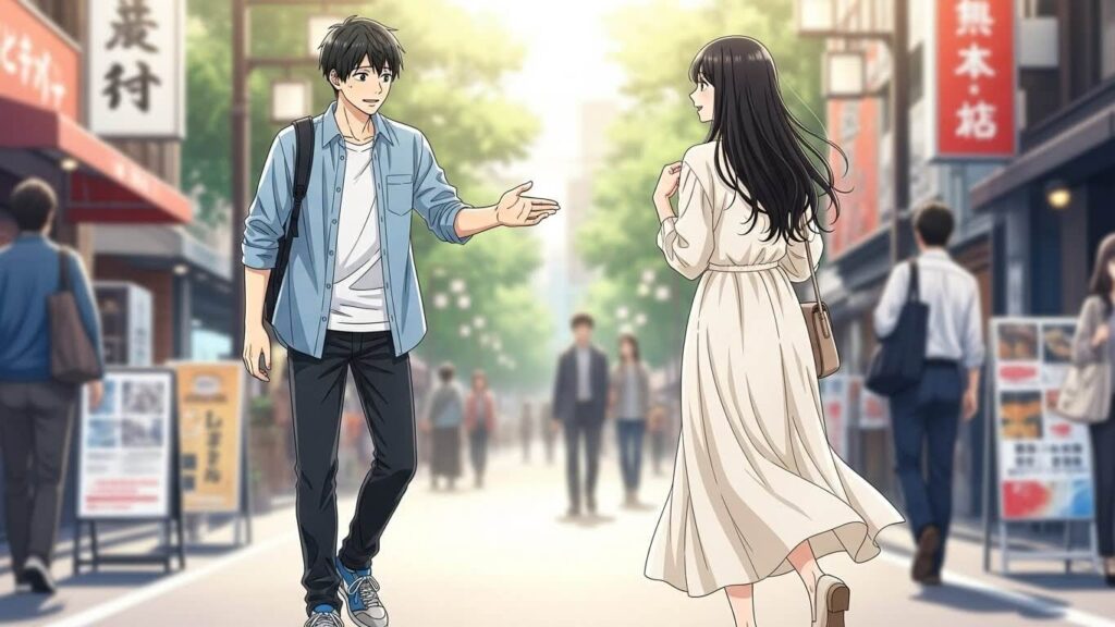 照れる年下男性