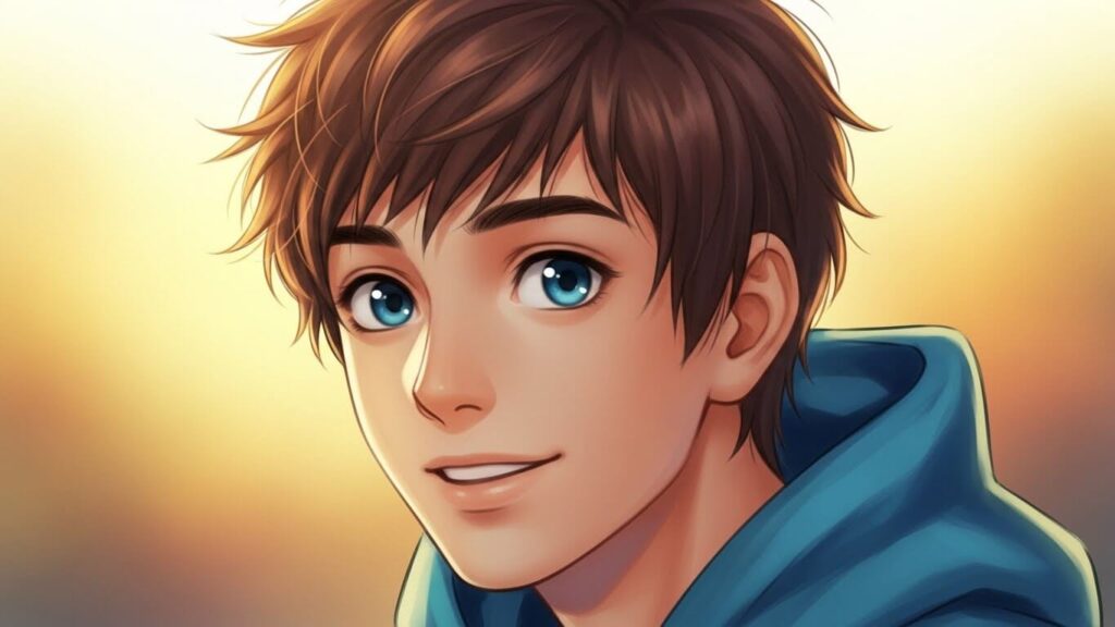 目が輝いている男性