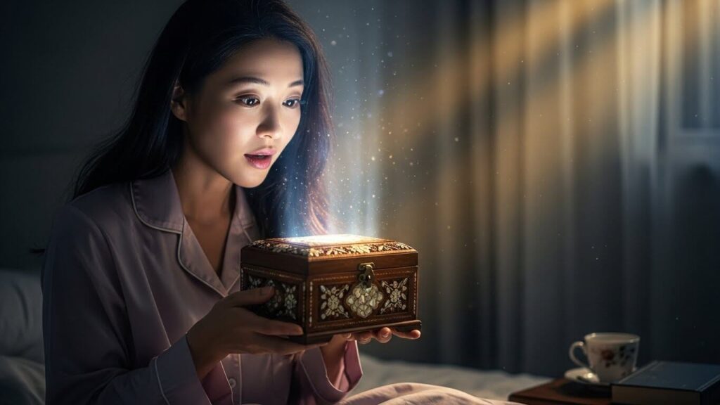 宝を持ってる女性