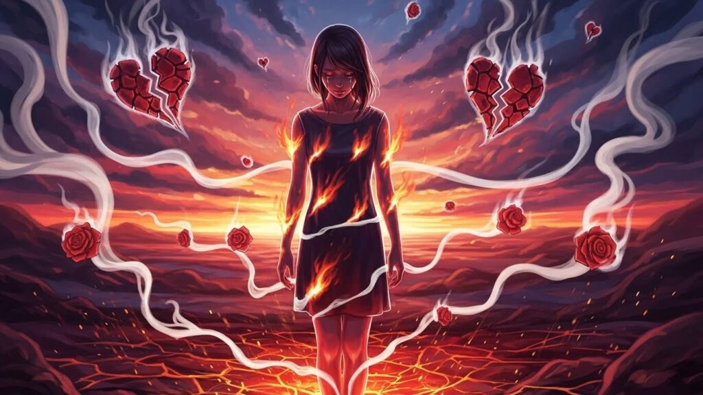 心が燃える女性